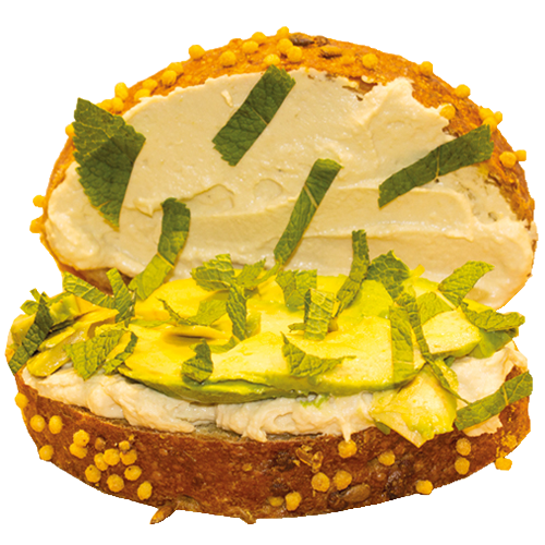 Hummus en avocado sandwich