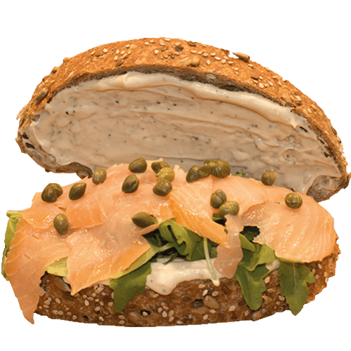 Zalm en truffelmayonaise sandwich