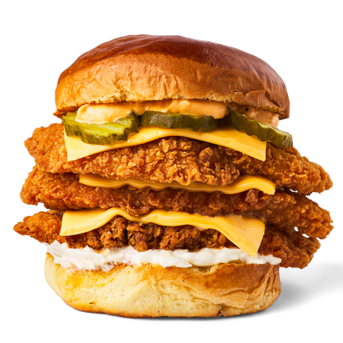 Triple Nashville chicken cheeseburger
