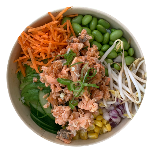 Grilled salmon poke bowl