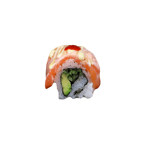 Flambe salmon roll