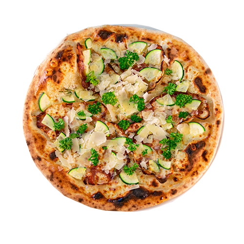 Pizza zucchini pancetta