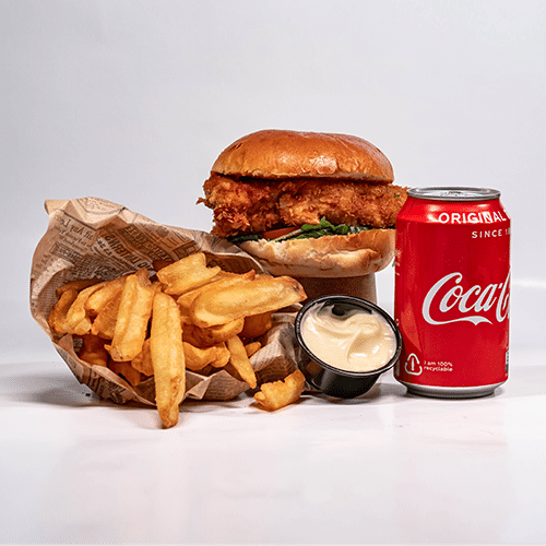 Crispy chicken burger menu
