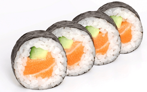 Medium maki salmon and cucumber, 4 pieces