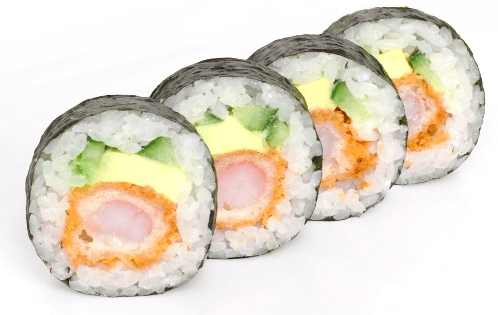 Medium maki fried ebi, 4 pieces