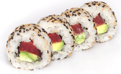 Inside out maki tuna and avocado, 4 pieces