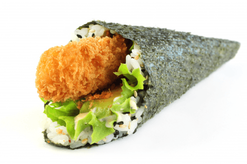 Fried ebi temaki