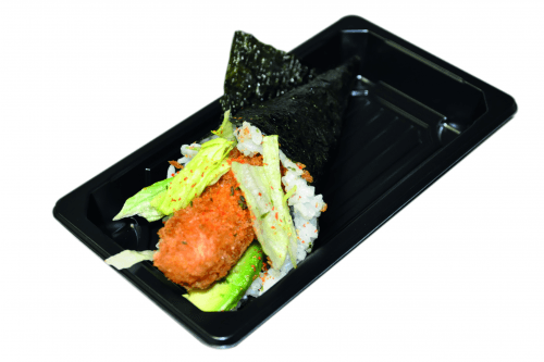 Spicy fried ebi temaki