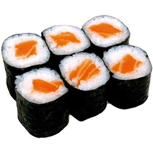 Three pieces of sake maki