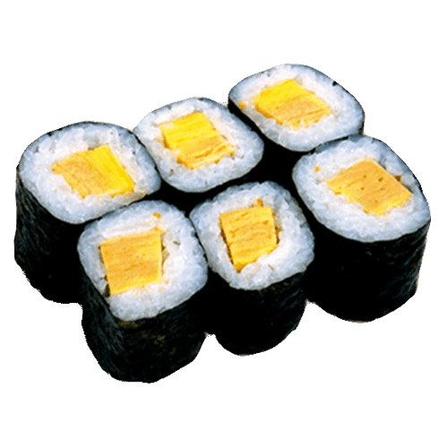 Six pieces of tamago maki