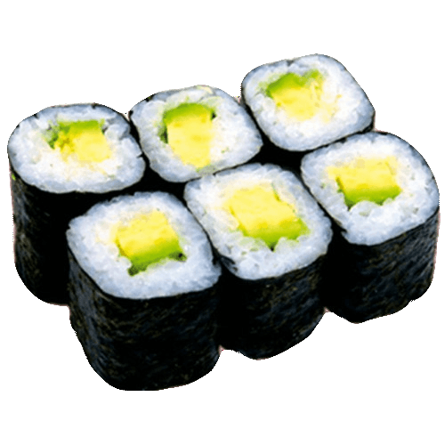 Three pieces of avocado maki