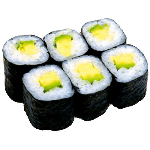 Six pieces of avocado maki