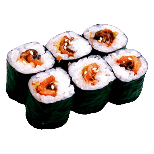 Six pieces of unagi maki