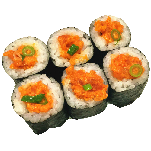 Six pieces of spicy tuna maki