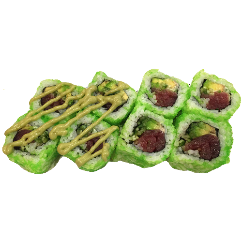 Four pieces of wasabi California inside-out