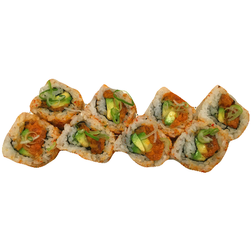 Eight pieces of spicy tuna inside-out