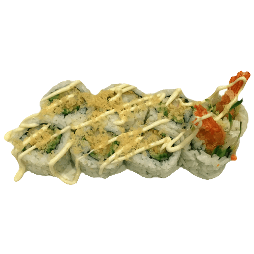 Four pieces of ebi furai inside-out
