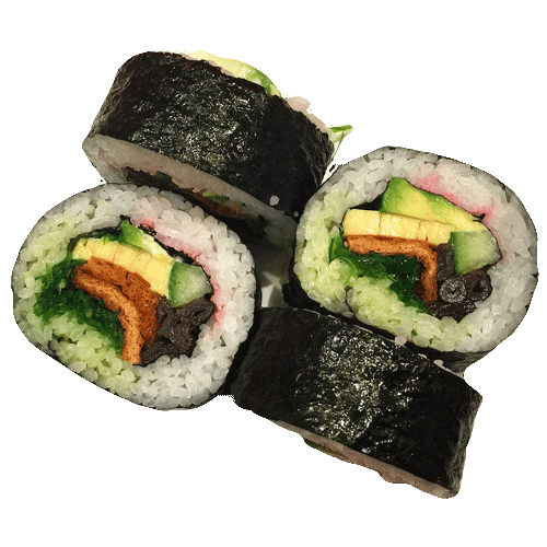 Four pieces of veggie futo inside-out