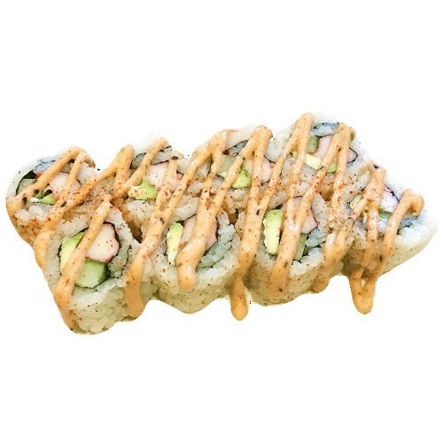 Eight pieces of spicy California inside-out