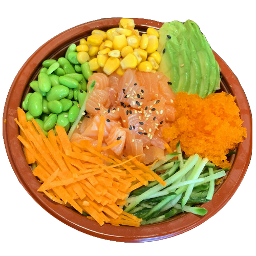 Poke rice salmon