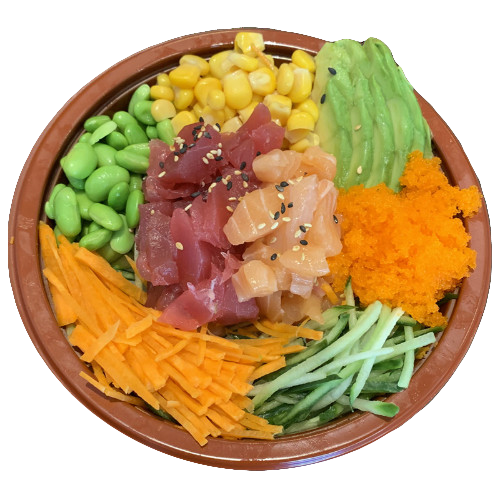 Poke rice salmon and tuna