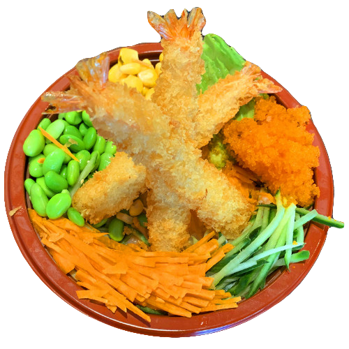 Poke rice deep fried shrimp
