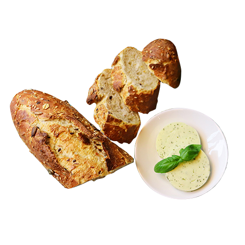 Luxury multigrain baguette with herb butter