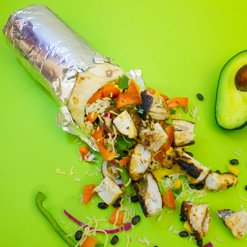 Grilled chicken burrito