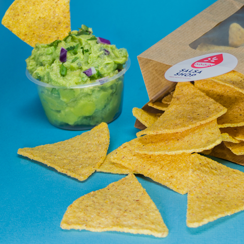 Tortilla chips with guacamole
