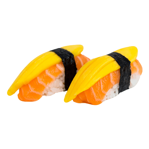 Zalm en mango nigiri