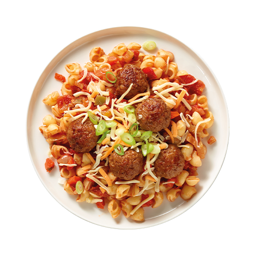 Macaroni met tomatensaus en gehaktballetjes