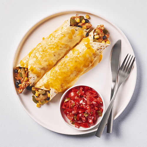 Burritos with chicken chipotle and tomato salsa