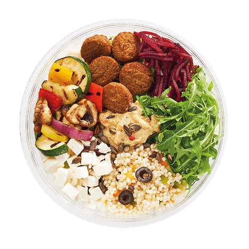 Pearl couscous falafel salad