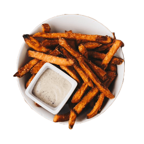 Zoete aardappelfriet met truffelmayo