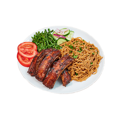 Bami noodles BBQ spareribs