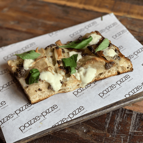 Pizza slice potato and truffle bianco