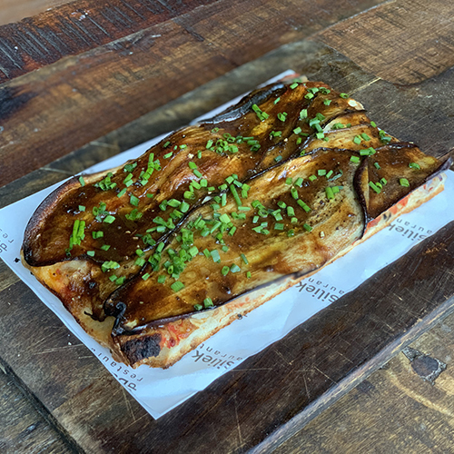 Eggplant and black garlic slice