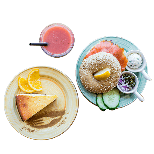 Zalm menu met cheesecake