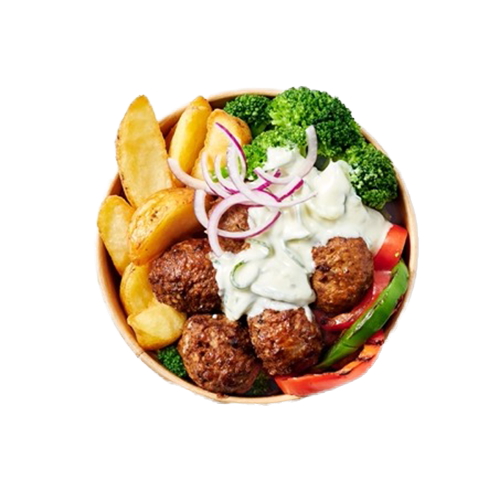 Tzatziki meatball bowl vegan