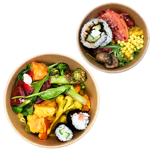 Food bar large bowl with small bowl salad menu
