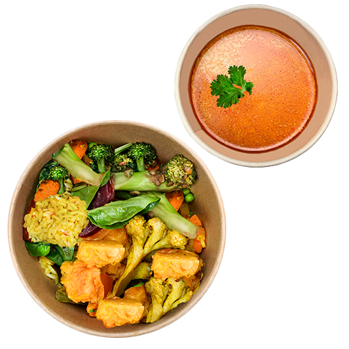 Food bar large bowl with soup menu