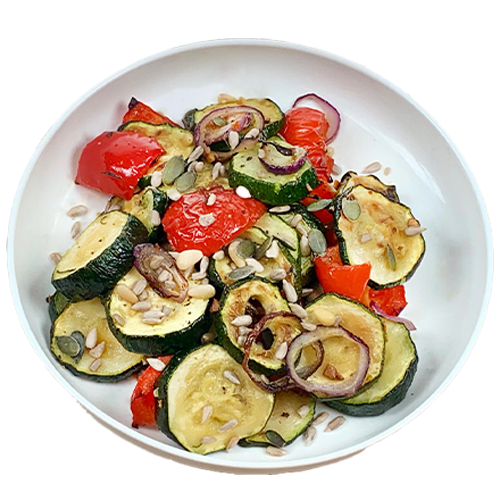 Zucchini and bell pepper with lemon oil bowl