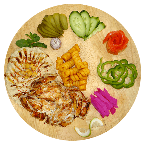 Hummus en shawarma gerecht