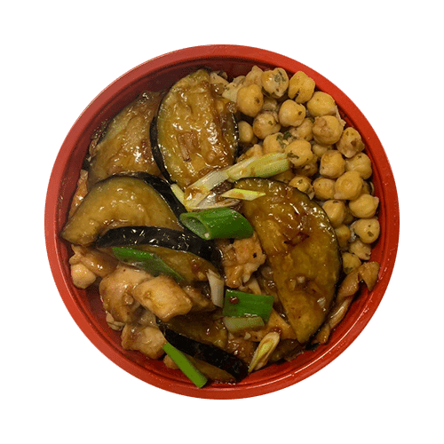 Aubergine kip bowl