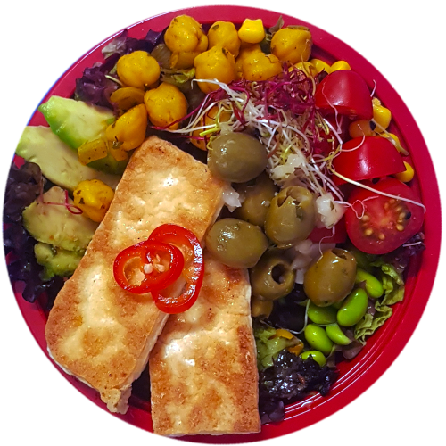Fried tofu saladebowl