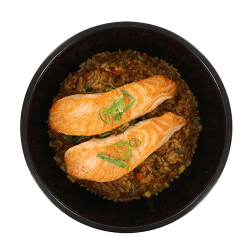 Grilled salmon rice bowl