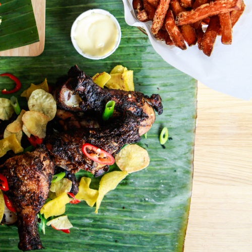 Jerk fried chicken menu