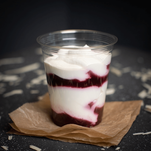 Hangop met rood fruit