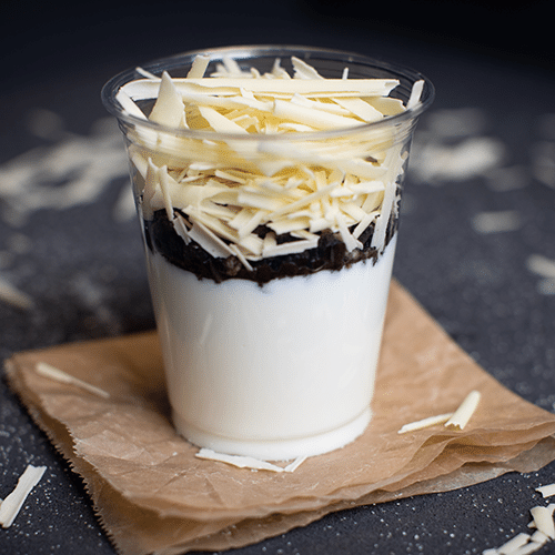 Yoghurt met Oreo en witte chocolade