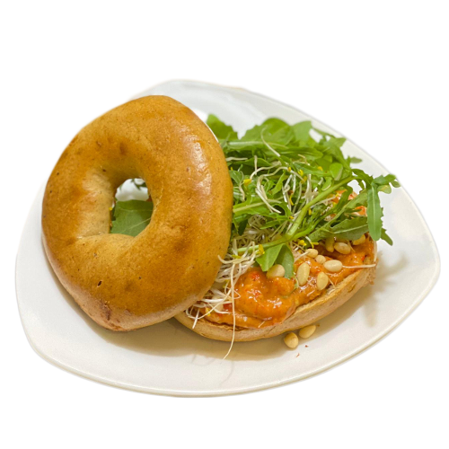 Bagel red baba ganoush